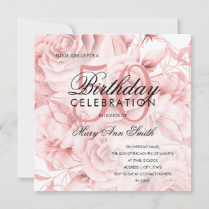 Elegant 50th Birthday Party Floral Rose Gold 