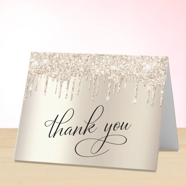 Elegant 50th Birthday Party Gold Glitter Thank You Card (Creator Uploaded)