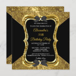 Elegant 50th Birthday Party Gold Golden Black Invitation<br><div class="desc">Elegant 50th Birthday Party Gold Golden Black. Ornate Floral Black Bows</div>