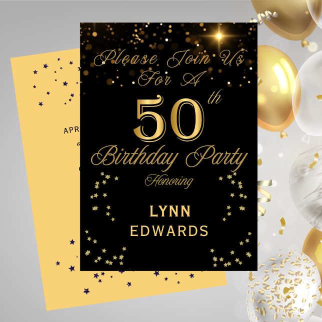 Elegant 50th Birthday Party Invitation Gold (Elegant 50th Birthday Party Invitation Gold)