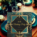 Elegant 50th Birthday Party Jade Gold Black  Invitation<br><div class="desc">Elegant 50th Gold Jade emerald green Black Diamond Images Birthday Party . You can change the age! Customise with your own details.</div>