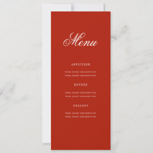 Elegant 50th Birthday Party Menu Gold Red  Invitation