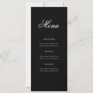 Elegant 50th Birthday Party Menu Silver Black Invitation