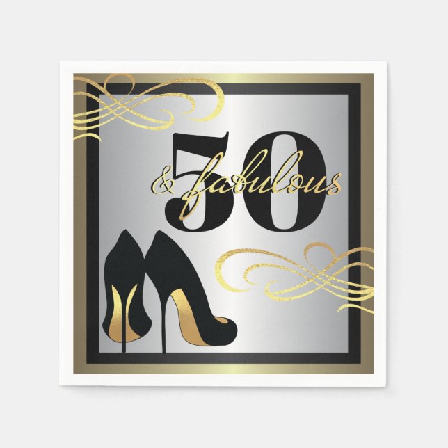 Elegant 50th Birthday Party Paper Napkin (Front)