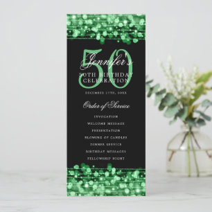 Elegant 50th Birthday Party Program Green Menu