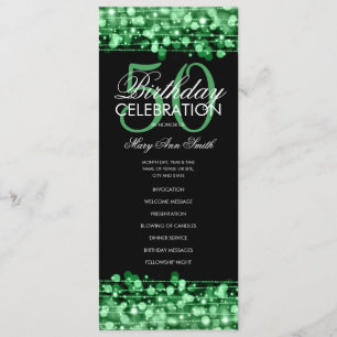 Elegant 50th Birthday Party Program Green w/ Menu