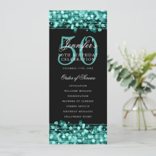 Elegant 50th Birthday Party Program Turquoise Menu