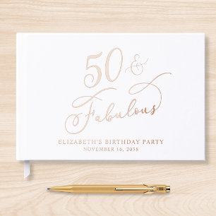 Elegant 50th Birthday Party Rose Gold Guest Book