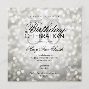 Elegant 50th Birthday Party Silver Glitter Lights Invitation