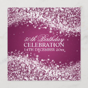 Elegant 50th Birthday Party Sparkling Wave Pink Invitation