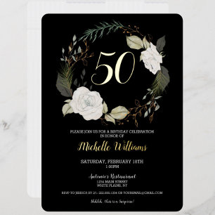 Elegant 50th Birthday Party White Floral Wreath