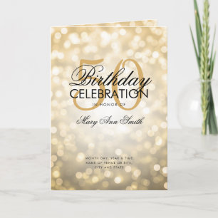 Elegant 50th Birthday Program Lights Gold w/ Menu