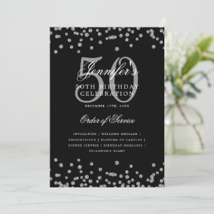 Elegant 50th Birthday Program Menu Silver Black