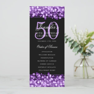 Elegant 50th Birthday Program Purple Thank You