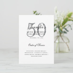 Elegant 50th Birthday Program Silver w/ Menu
