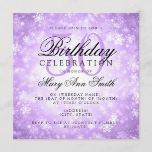 Elegant 50th Birthday Purple Winter Wonderland Invitation