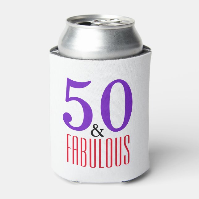 Elegant 50th Fabulous Birthday Gift Can Cooler (Can Front)