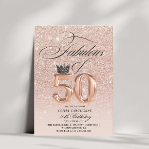 Elegant 50th & Fabulous birthday Rose Gold Photo Invitation