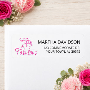 Elegant 50th Fabulous Pink Birthday Return Address Label