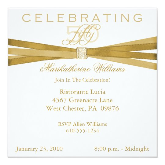 Elegant 50th- Fiftieth Birthday Party Invitations