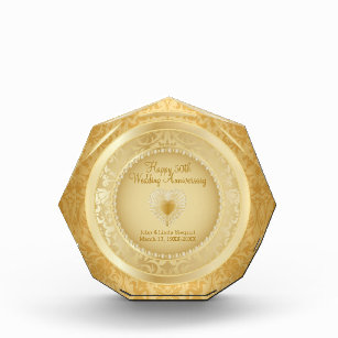 Elegant 50th 💞 Gold Wedding Anniversary Acrylic Award