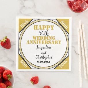 Elegant 50th Gold Wedding Anniversary Napkin