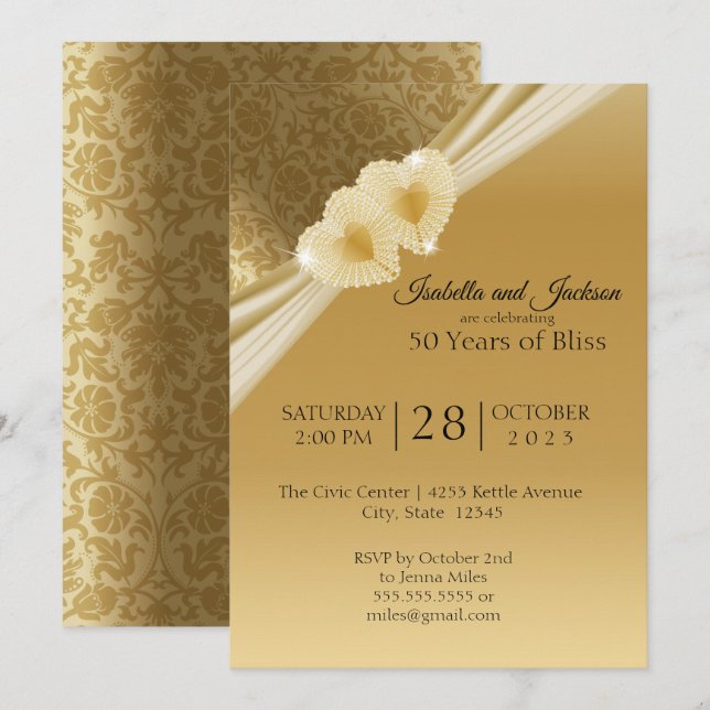 Elegant 50th Golden Anniversary Design Invitation (Front/Back)