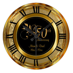 Elegant 50th Golden Anniversary Large Clock