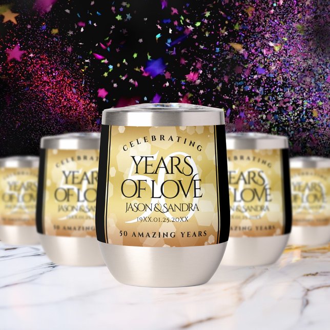 Elegant 50th Golden Wedding Anniversary (Elegant 50th Golden Wedding Anniversary Stainless Steel Stemless Wine Tumblers Cover Photo.)