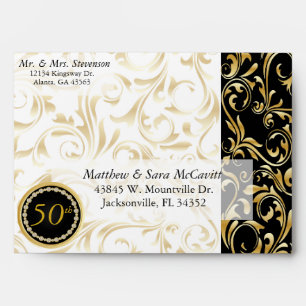 Elegant 50th Golden Wedding Anniversary Envelopes