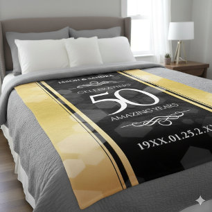 Elegant 50th Golden Wedding Anniversary Fleece Blanket