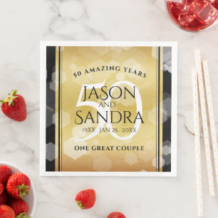 Elegant 50th Golden Wedding Anniversary Napkin