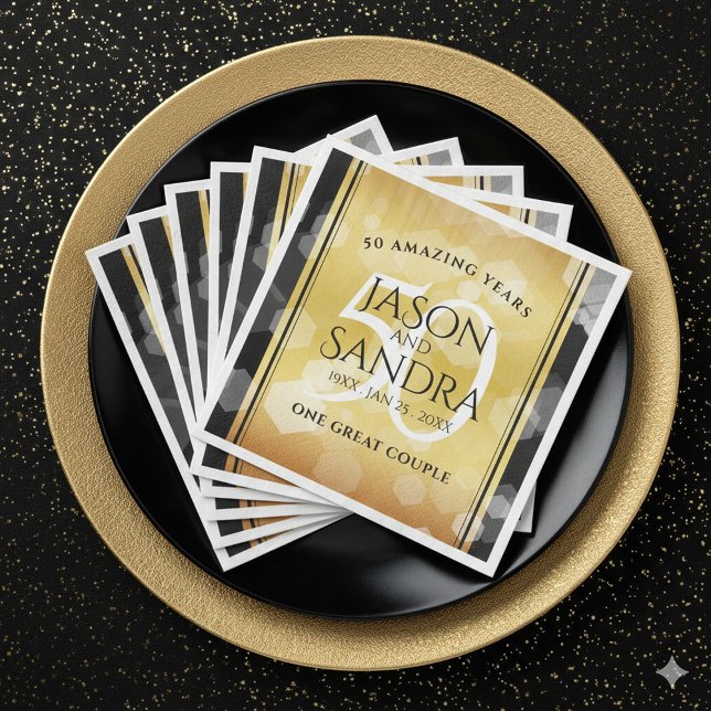 Elegant 50th Golden Wedding Anniversary Napkin (Elegant 50th Golden Wedding Anniversary Napkins Cover Photo)