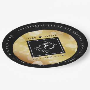 Elegant 50th Golden Wedding Anniversary Paper Plate