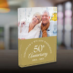 Elegant 50th Golden Wedding Anniversary  Photo Block<br><div class="desc">This chic 50th golden wedding anniversary keepsake can be personalised with the special couple's photo,  names and anniversary dates. Designed by Thisisnotme©</div>