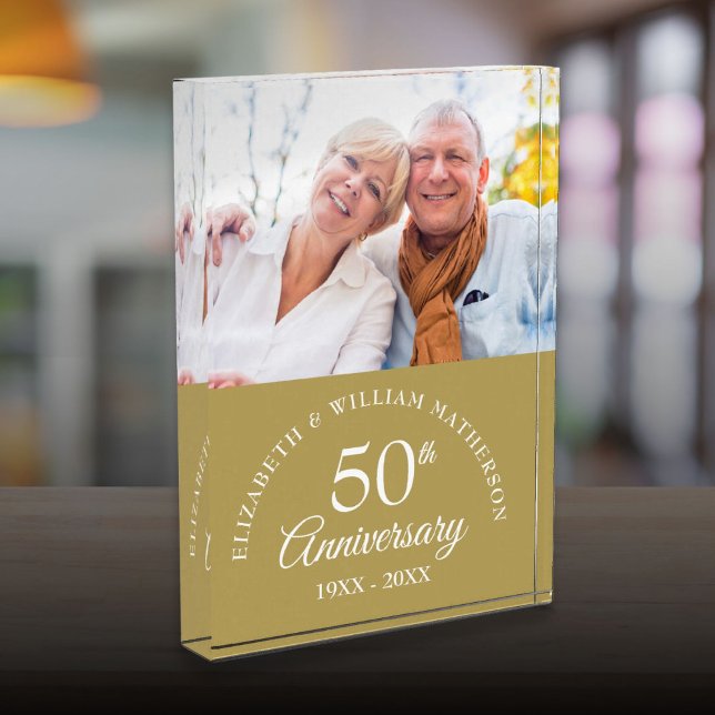 Elegant 50th Golden Wedding Anniversary  Photo Block (Elegant 50th Golden Wedding Anniversary Photo Block)