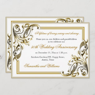 Elegant 50th Golden Wedding Anniversary Photo  Invitation
