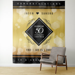 Elegant 50th Golden Wedding Anniversary Tapestry