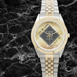 Elegant 50th Golden Wedding Anniversary Watch<br><div class="desc">Celebrate the 50th wedding anniversary and a love that stands the test of time with this stylish watch! Elegant black and white lettering with hexagonal confetti on a gold foil background add a memorable touch for this special occasion and extraordinary milestone. Personalise with the couple's names and dates of marriage....</div>