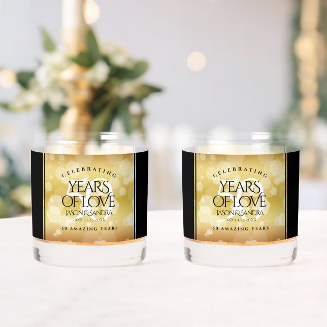 Elegant 50th Golden Wedding Anniversary Whiskey Glass (Insitu (Wedding))
