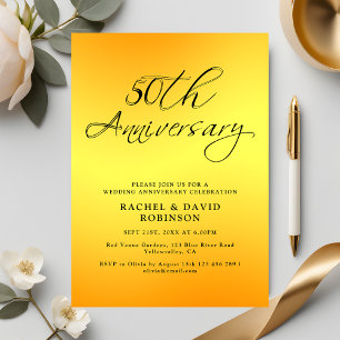 Elegant 50th Wedding Anniversary Black and Gold Invitation