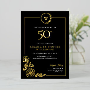 Elegant 50th Wedding Anniversary Black Gold