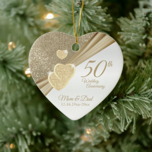 Elegant 50th Wedding Anniversary   Ceramic Ornament