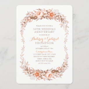 Elegant 50th Wedding Anniversary Floral Fall Invitation