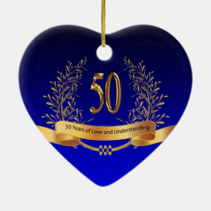 Elegant 50th Wedding Anniversary Gifts Ceramic Ornament