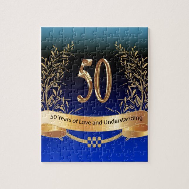 Elegant 50th Wedding Anniversary Gifts Jigsaw Puzzle (Vertical)