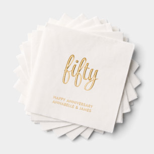 Elegant 50th Wedding Anniversary Gold Foil Napkins