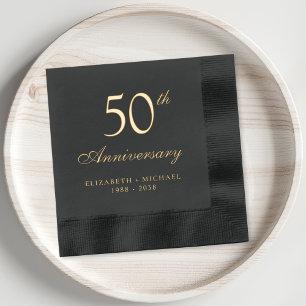 Elegant 50th Wedding Anniversary Gold Foil Napkins