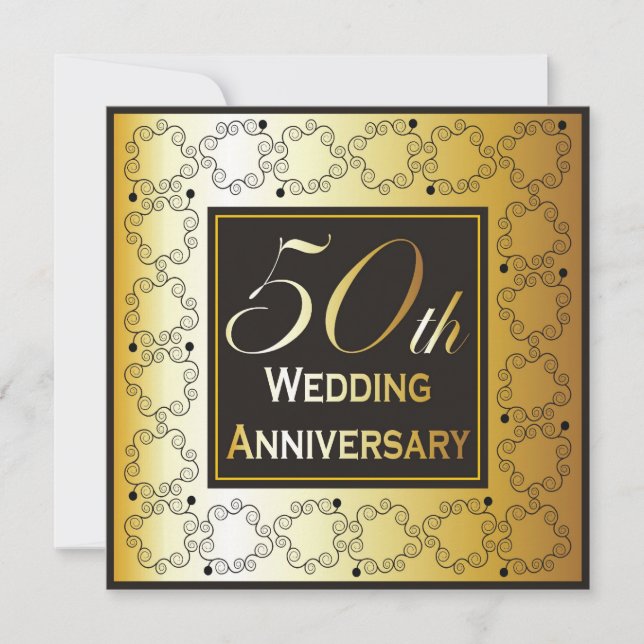 Elegant 50th Wedding Anniversary Invitations (Front)