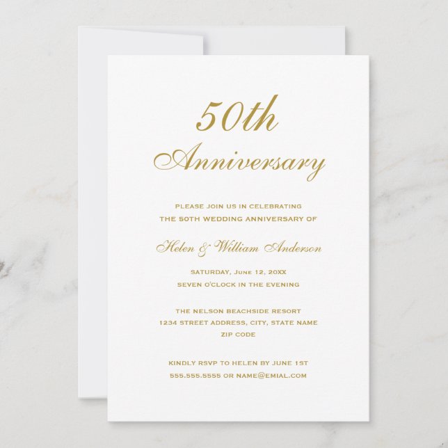 Elegant 50th Wedding Anniversary Invitations (Front)